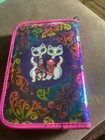 Vintage Lisa Frank Roxi Rollie Mini Zipper Binder Organizer Glittery White Cats