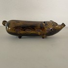 Ceramic Pottery Pig Coin Bank Rare Vtg Long Skinny Mid Century Modern Brown