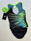 New Gk Elite Gymnastics Leotard Sequin Bling Neon Wanderlust Black Tank Size  As