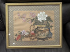 Vintage Original Chinese japanese Watercolor Painting Peony Flowers Frame Signed