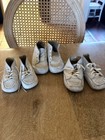 Set Of Three White Antique Baby Shoes Stride Right Nb-3months