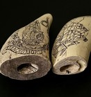 Lot 2   Scrimshaw Reproduction Tooth    Ships    Whaler Lion   Captain Vincent