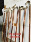 Antique Lot Of 10 Pcs Brass Walking Stick Canes Handles Wooden Gift Men  Womens
