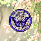 Purple Butterfly Stained Glass Suncatcher Butterfly Light Catcher Window Hanging