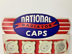 Vintage National Radiator Caps Display Board Automotive Retail Advertisment