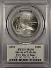 2023  100 Platinum American Eagle 1 Oz Pcgs Ms70 Statue Of Liberty Fdoi Hall Sig