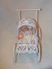 Tiny 2  All Bisque Baby Doll In White Metal Carriage Made By Artist Maree Massey
