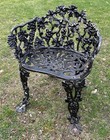 Vintage Victorian Grape   Leaf Cast Iron Patio Garden Arm Chair Seat Grapevine