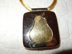 Estee Lauder Pear Necklace With Yellow Cord - Vintage Perfume Solid Compact