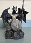 Fantasy Dragon Statue Figurine With Sword   Crystal Ball Globe Led Light Base