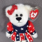 Ty Attic Bear Franny Patriotic Americana Girl Polar Bear Jointed 8 5 