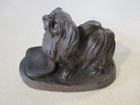 Vintage Pekingese Dog Ring Tray  Mcm Heredities England Hand Carved 1930 s