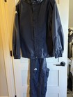 Adidas Rain Suit Navy Unisex Small Wind Breaker Pull On Pant   Hooded Jacket Set