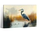Blue Canvas Wall Art Birds Picture Farmhouse Animal Painting 18l  X 12w  Heron