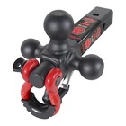 Toptow Trailer Hitch Tri-ball Hitch Mount W matte Black Black Ball Red Shackle