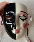 Vtg Clay Art Mardi Gras Ceramic Jester Mask 5  Black White