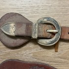 Vintage Mexican Sterling Overlaid Western Spur Straps Pair 11    Tooled Leather