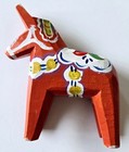 Vintage Swedish Hand Painted Carved Red Wood Dala Horse 4 Inch Tall