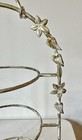 Metal 3-tier Plate Serving Stand Flower   Leaf Design Gold white Antique Look