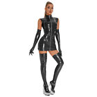 Hot Women Zipper Dresses Bodycon Party Cocktail Club Mini Dress Pvc Leather