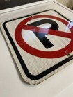 Authentic Retired Street road Sign No Parking Big P 12 x 12    Aluminum Metal