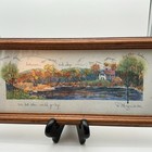 D Morgan Cottage By The Lake Signed Panoramic Autumn Landscape Framed Art 17x8