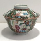 3 Sets- Antique 19th C  Chinese Famille Rose Medallion Bowls W  Lids 4  