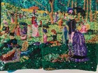 Vtg Michael Simon Seurat Sunday Afternoon In The Park Sequined Sweater Large