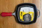 Lodge 10 5  Square Cast Iron Grill Pan     New  Seasoned     W  Glass Lid   Silicone
