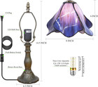 Vintage Small Tiffany Style Purple Morning Glory Stained Glass Table Lamp 14 5 