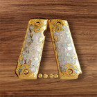 Premium Mother Of Pearl 1911 Gun Grips Cachas Mexicanas Rameadas 24k Gold Plated