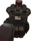 Tactical Vest Plate Carrier- Black W  2 Curved 8x10 Plates   Pouches Included