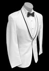 Boys Ike Behar White Tuxedo Jacket With Black Satin Trim Modern Slim Fit