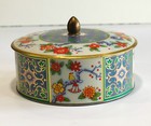 Round Tin Containers Floral Design With Handle 