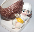 Baby Nursery Decor Vintage Inarco Football Boy W freckles Ceramic Planter Japan
