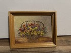 Handmade Framed Crewel Embroidery Baskets Of Flowers Set Of 2