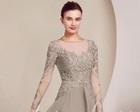 Chiffon Long Sleeve Mother Of The Bride Dress For Wedding Elegant Scoop Neck