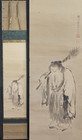 Antique Japanese Scroll Zen Art By Kanou-eiryo Sumi-e Kinzen 1764 Ink Art