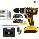 21v Cordless Hammer Drill Set Electric Impact Driver Screwdriver   1 2 Battery