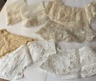 Large Lot Of 21 Antique   Vintage Lace Pieces- Assorted Collars  Ruffles    Trim