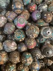 20 Pcs Tibetan Hand Made Brass Inlay Old Agate Dzi Prayer Beads