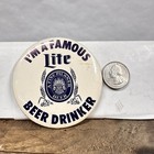 Vintage Miller Lite Famous Drinker 1981 Promo Beer Collector Pin Button Badge