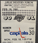 Feb 18th 1991 Washington Capitals Vs Los Angeles Kings Ticket Stub