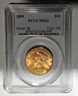 1899  10 Gold Liberty Head Eagle Coin Pcgs Ms 62 Choice Ten Dollar Coin