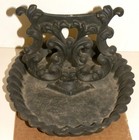 Vintage Cast Iron Ornate Harp   Lyre Style Boot Scraper W  Oval Mud Pan