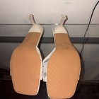 Women   s White Slip-on Mule Heels W  Lace Accent Open Toe Synthetic Size 8