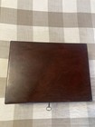 Antique English Aged Dark Mahogany Wood Travel Writing Lap Desk Stationery Box 