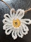      Hand Crochet Sparkly Daisy Jute Rustic Bunting Window Spring Sequins Gift