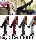 Women Leg Warmers Crochet Knit Ribbed Knee High Solid Winter Boot Wool Sock Long