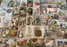 Huge Lot Of 50 vintage Easter Postcards With Chicks rabbits children 1900 s m622